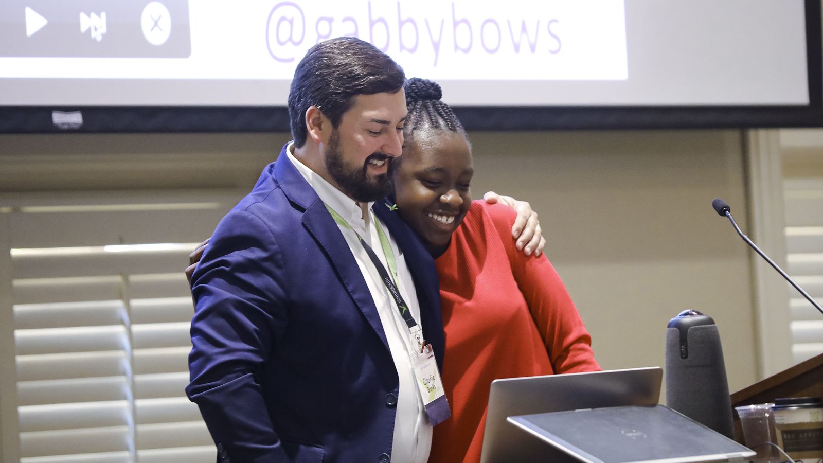 Charlie Banks of VentureSouth and entrepreneur Gabby Goodwin at the VentureSouth Summit at Furman in 2019. (Photo/Provided)