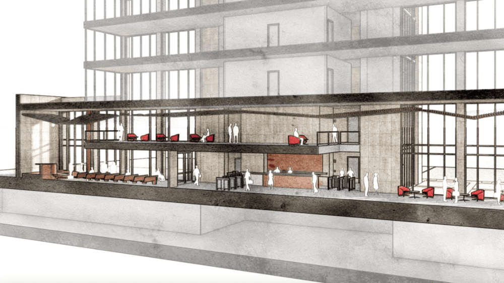 A rendering shows what the renovated first five floors of 206 South Main could look like. (Rendering/Provided)