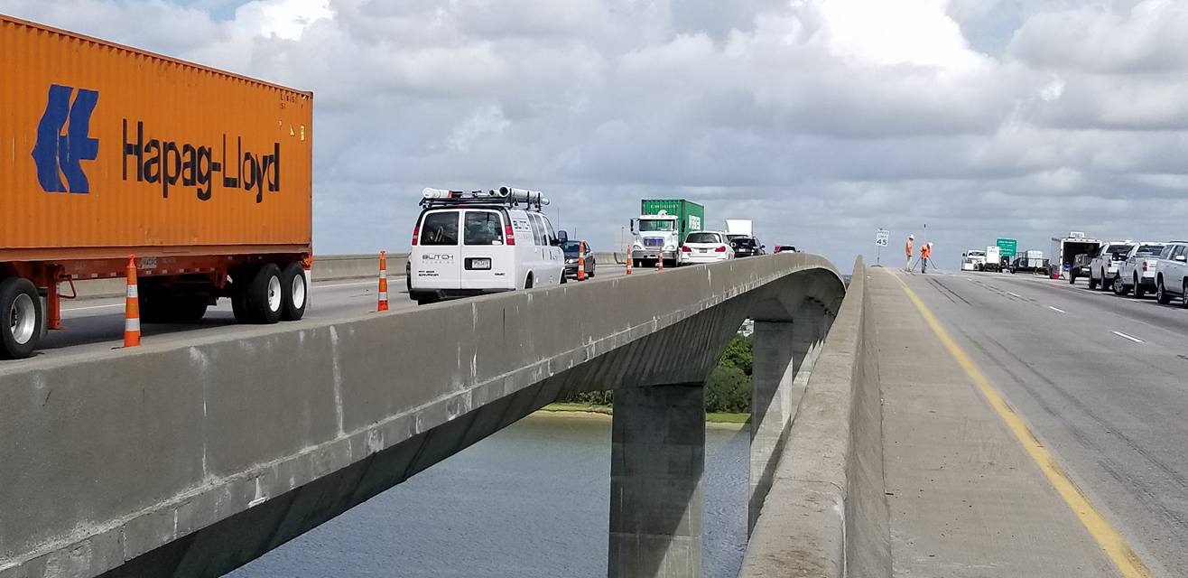 Westbound traffic on Interstate 526 was rerouted to the eastbound lanes over the Wando River while the James B. Edwards bridge was repaired. (Photo/Rob Thompson for S.C. DOT)