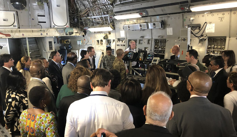 Foreign ambassadors tour a C-17 Globemaster III at Joint Base Charleston during their time in Charleston earlier this week. (Photo/Office of the Chief of Protocol)