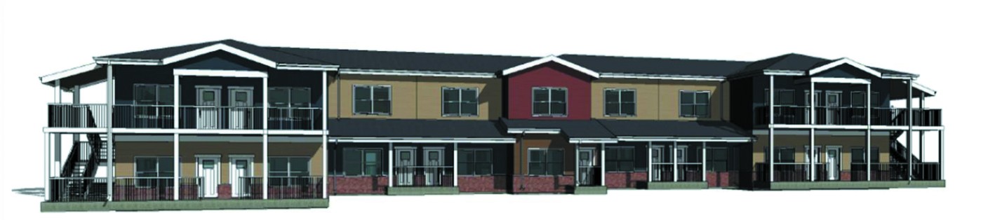 BMarko‰ŰŞs first affordable housing complex built from prefabricated modules, shown here, will be constructed in Spartanburg. (Rendering/Provided)