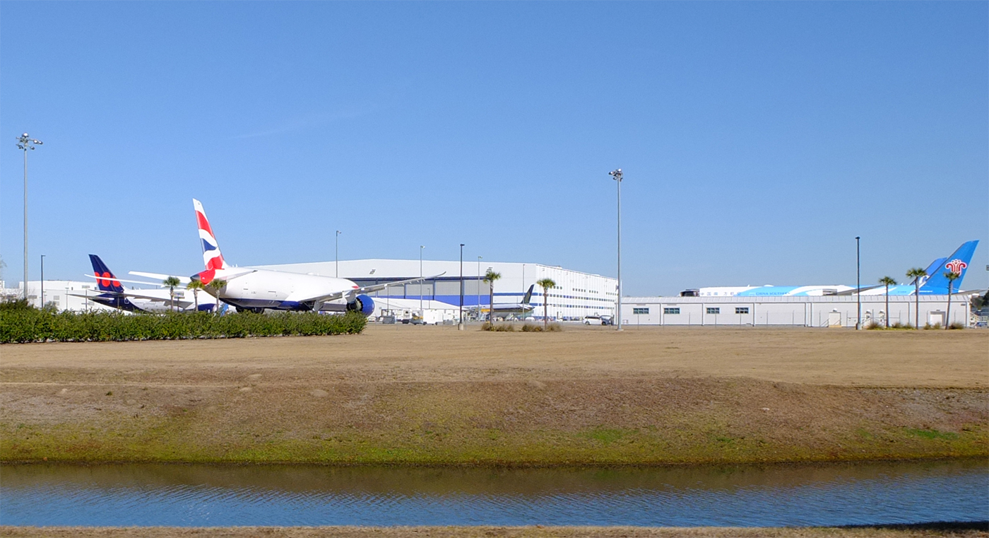Dreamliners have been parked on the flightline outside of the manufacturing and final assembly operations at Boeing's campus in North Charleston. (Photo/Andy Owens)