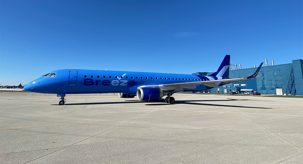 Breeze Airways is adding five additional flights to Charleston International Airport after launching service in May 2021. (Photo/Breeze Airways)