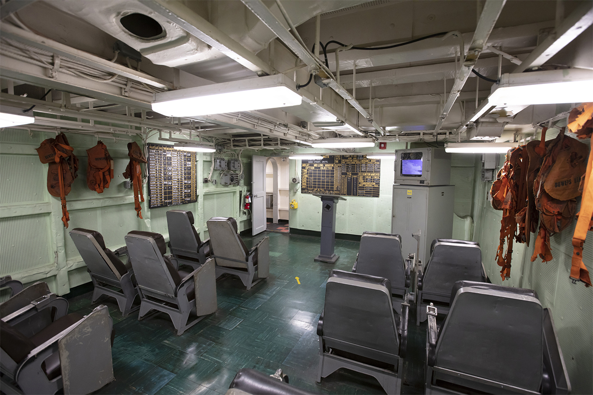 A briefing room inside the aircraft carrier Yorktown shows what life was like through exhibits at Patriots Point in Mount Pleasant. Artifacts from the vessel will be used in an upcoming film. (Photo/File)