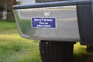 Better Image Group, a screen printer on Johns Island, regularly receives requests for these custom bumper stickers they designed. (Photo/Teri Errico Griffis)