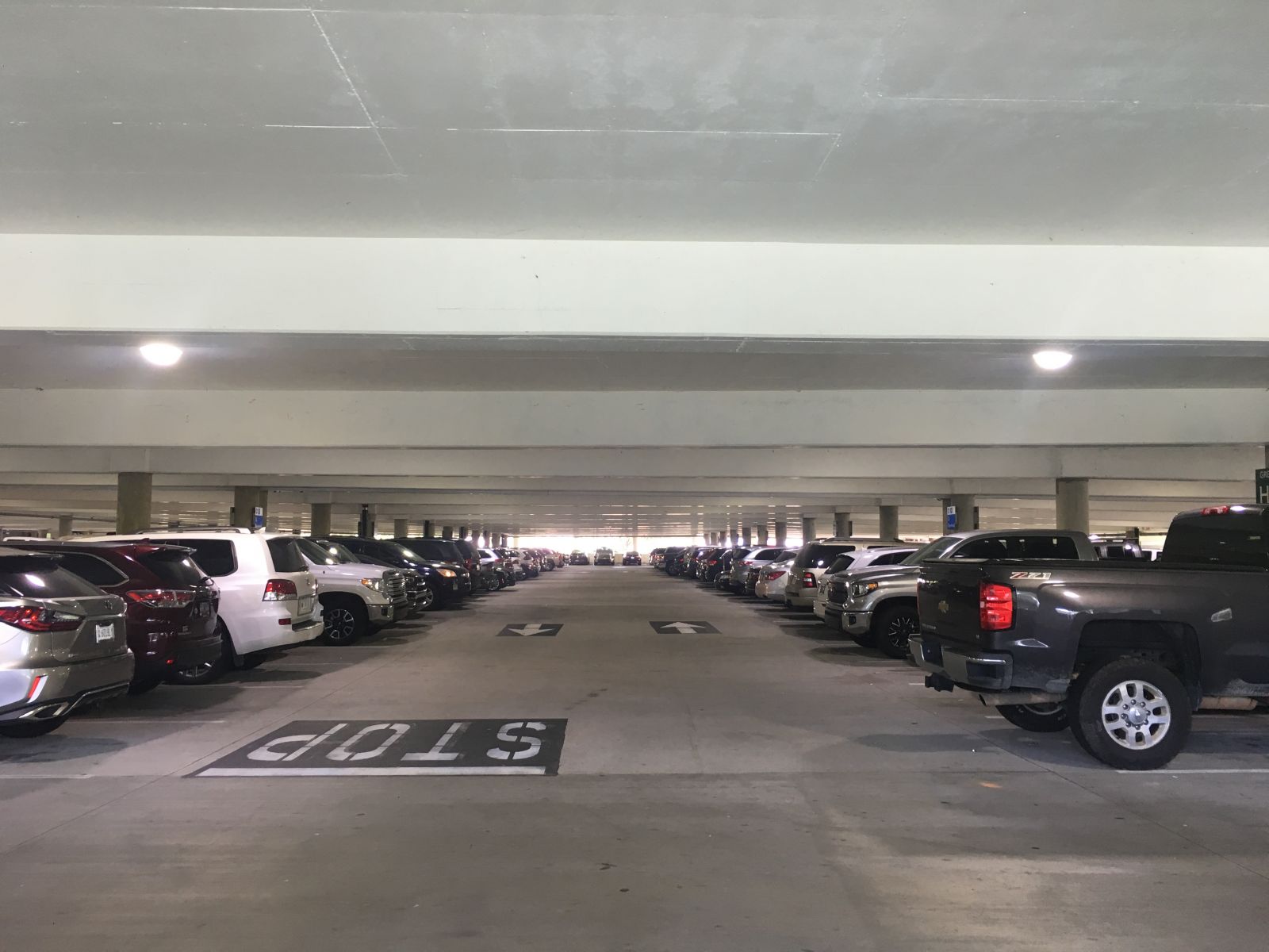 A new LED lighting system planned for the Columbia Metropolitan Airport will quickly allow travelers to spot open spaces on the second level of the airport garage. (Photo/Renee Sexton)