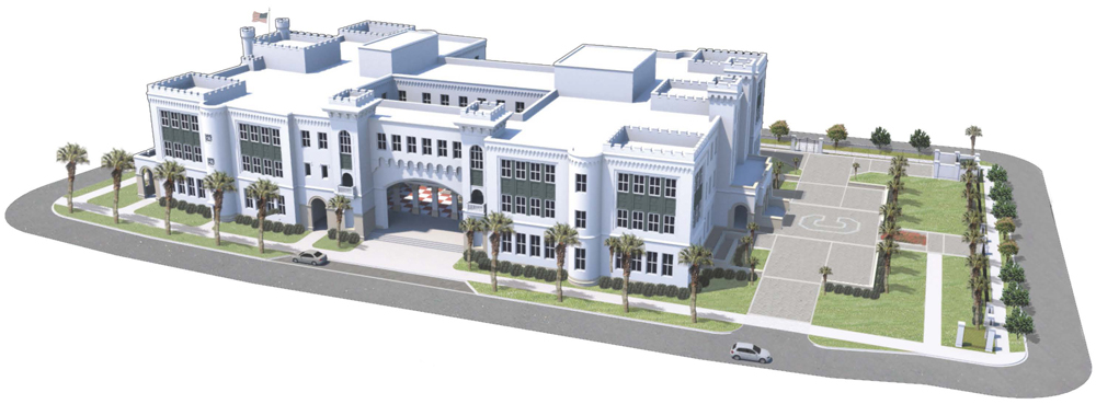 The replacement building for Capers Hall will retain The Citadel??s architectural style but will provide better protection from earthquakes and flooding than Capers Hall currently does. (Rendering/The Citadel)