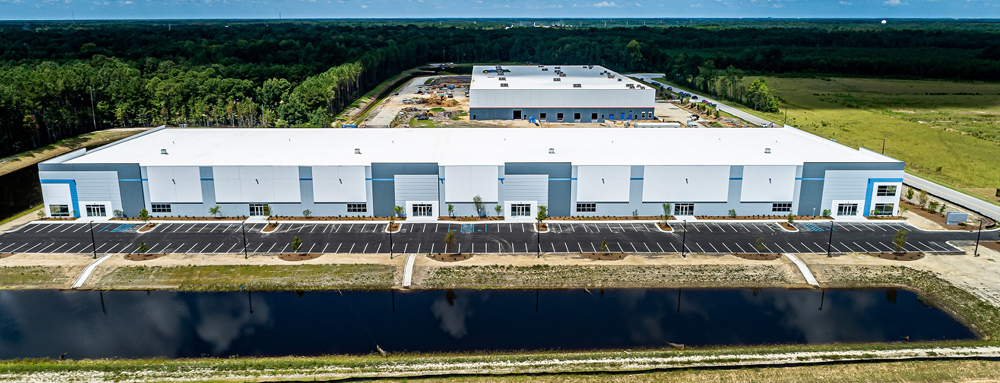 This 136,500-square-foot industrial speculative building at the Charleston Trade Center is on 12.9 acres with 32-foot clearance inside and 18 dock doors for trucks. The building has two drive-in doors with ramps for forklifts, Frampton Construction said in a news release. (Photo/Provided)