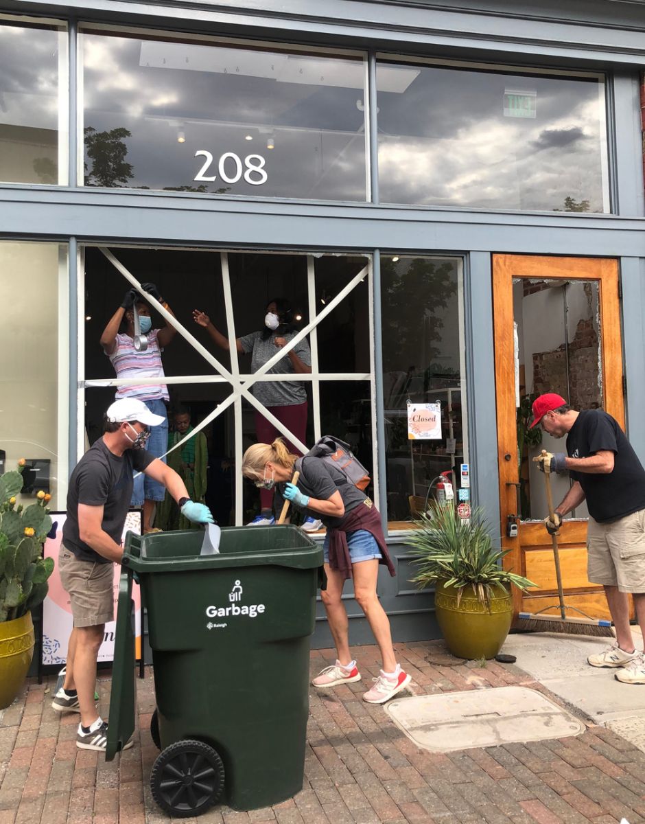 Looters broke the front window of Megan George Cain??s store, The Zen Succulent, in Raleigh. (Photo/Allie Mullin Photography/The Zen Succulent)