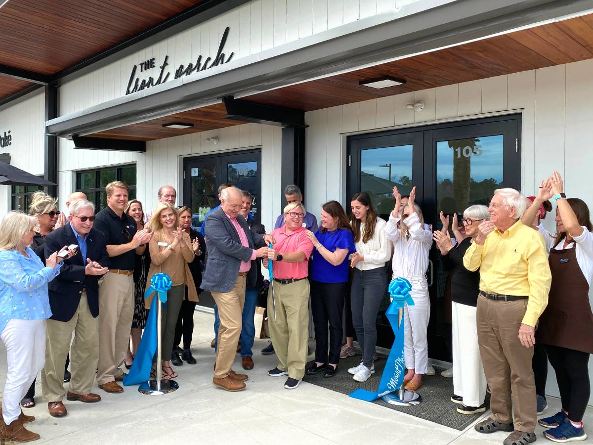 Mount Pleasant councilmembers, mayor and local business leaders gathered for the official opening of The Front Porch Coffeehouse and Creamery in The Bend at Carolina Park. (Photo/Provided) 