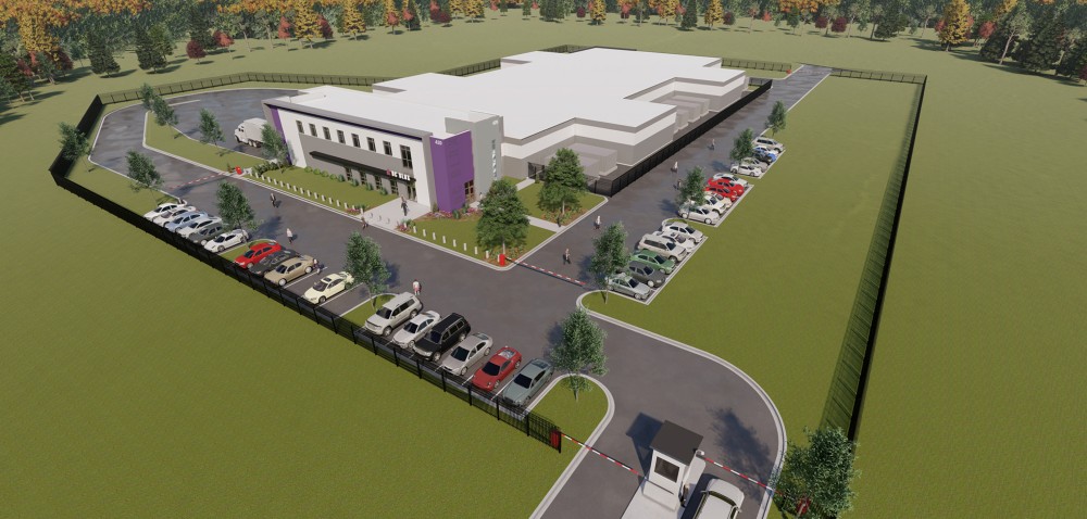 The data center will be complete at the six-acre campus in the third quarter next year, company officials say. (Rendering/Provided)