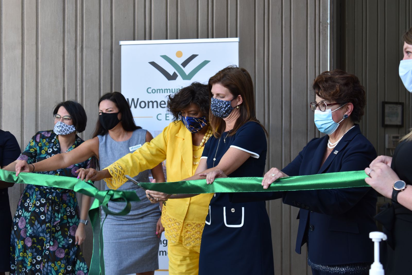 Lt. Gov. Pamela Evette, SBA Administrator Jovita Carranza, Greenville City Councilor Lillian Brock Flemming, CommunityWorks CEO Tammie Hoy-Hawkins and Women's Center Director Ana Perra cut the ribbon one of two SBA women's business centers in the state. (Photo/Molly Hulsey)