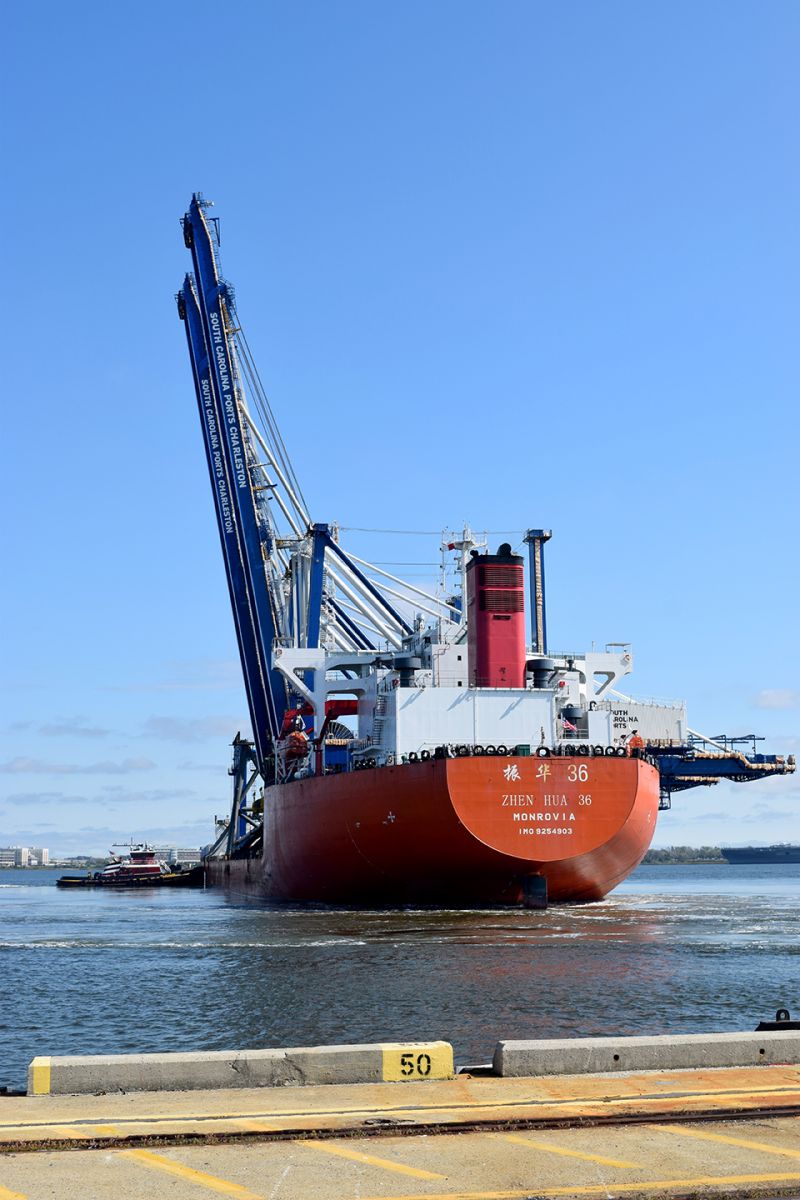 A second shipment of cranes also is on the way to Charleston after the first delivery for the Hugh K. Leatherman Sr. Terminal arrived in port on Monday. (Photo/Teri Errico Griffis)