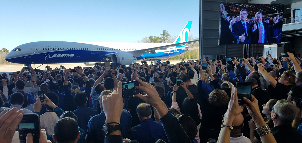 Boeing rolls out the 787-10 Dreamliner at the company??s final assembly operations in North Charleston in early 2017. (Photo/Boeing Co.)