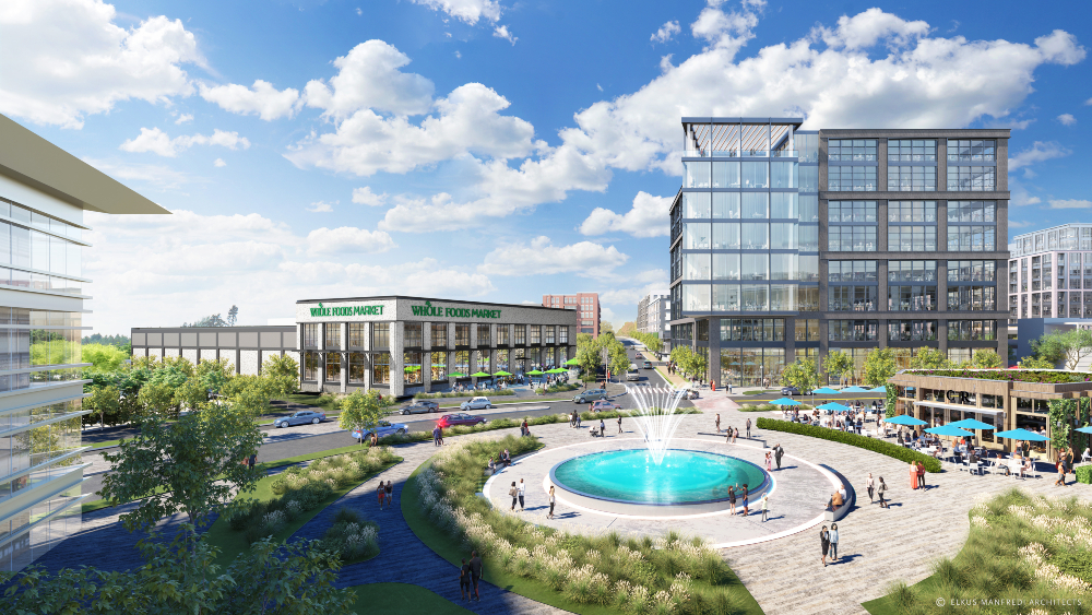 The high-end natural and organic food market will occupy a standalone, state-of-the-art building being designed by MVA Architects and will serve the 3.5-million-square-foot mixed-use development. (Rendering/Provided by Greenville County)