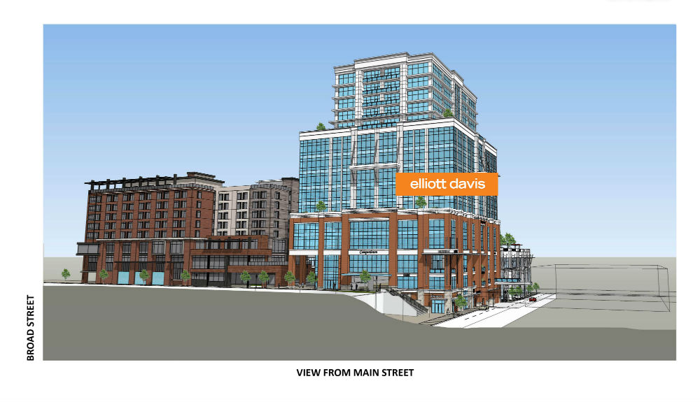 Elliott Davis will take 5,000 square feet of ground floor space facing Main Street and all of floors 4, 5 and 6. (Rendering/Provided)
