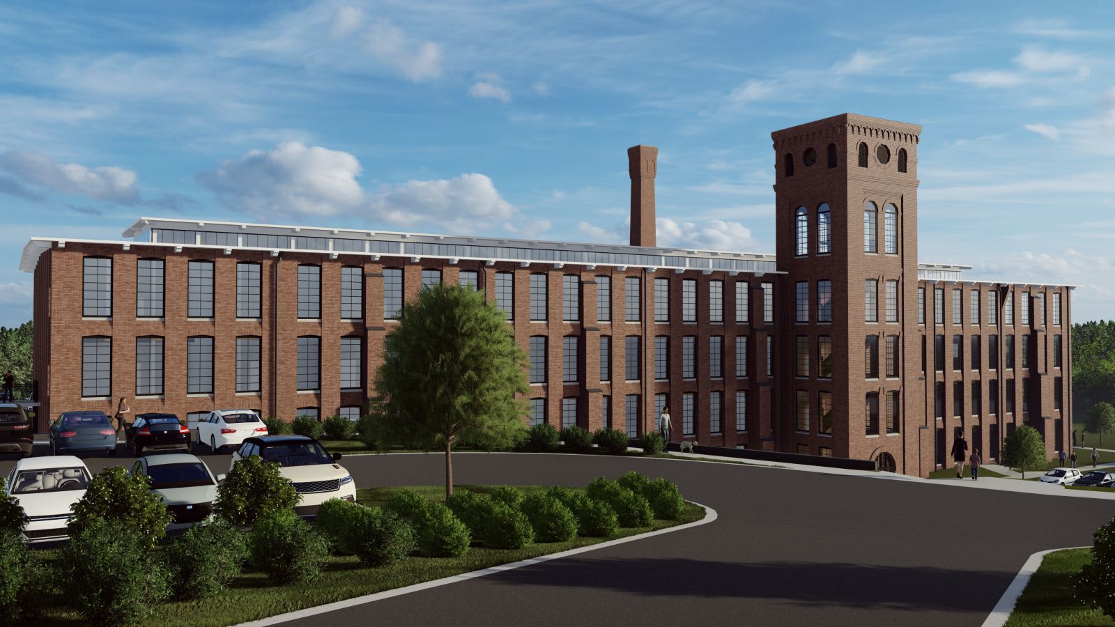 Renderings for the Newry Mill's $60 million-multi-family development feature 197 apartments in the old factory building and in a new neighboring complex. (Photo/Provided)