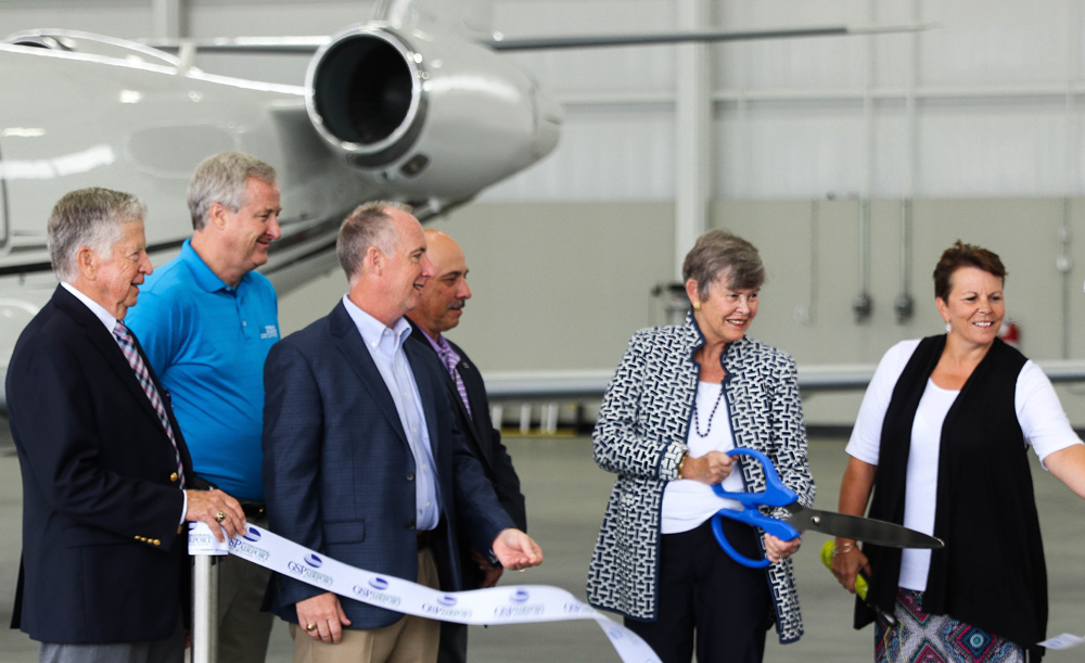 Airport officials cut the ribbon on two new hangars at Cerulean Aviation, a fixed-base operator at Greenville-Spartanburg International Airport. (Photo/provided)