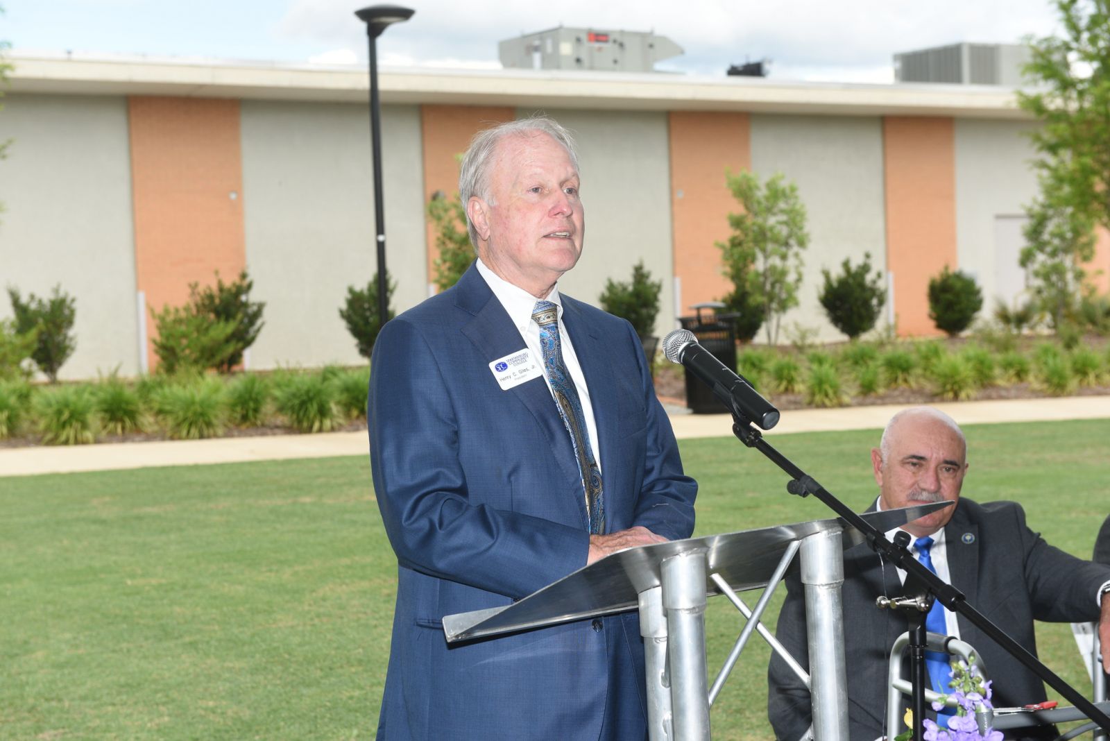 Henry Giles, with S.C. Technical College System President Tim Hardee, thanked the faculty, staff and other players who have worked together to make Spartanburg Community College a success. (Photo/Provided) 