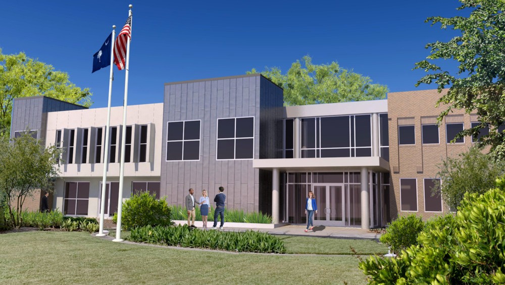 This rendering of what the Bannister Wyatt & Stalvey will look like after renovation. The building was home to the Greenville Chamber for 50 years. (Image/DP3 Architects)