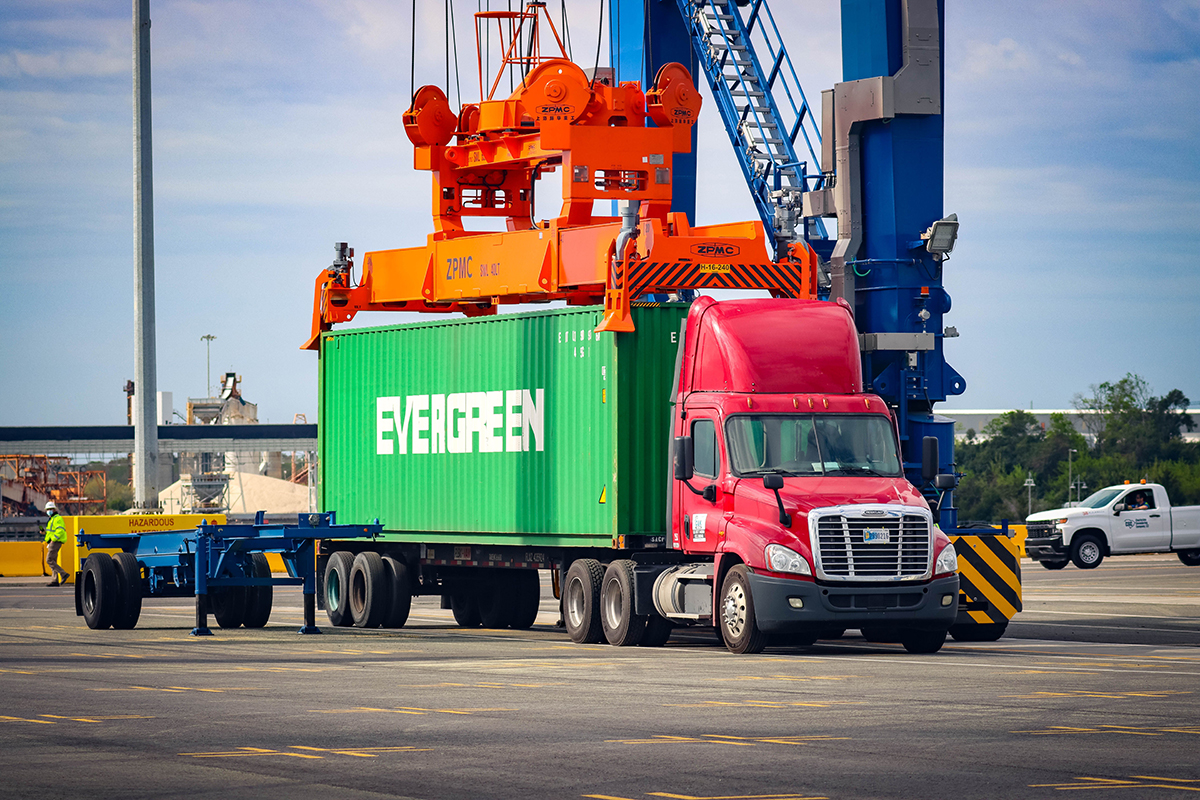 The first container, with cargo from BMW, arrived at the Hugh Leatherman Sr. Terminal yesterday. (Photo/English Purcell, SCPA)