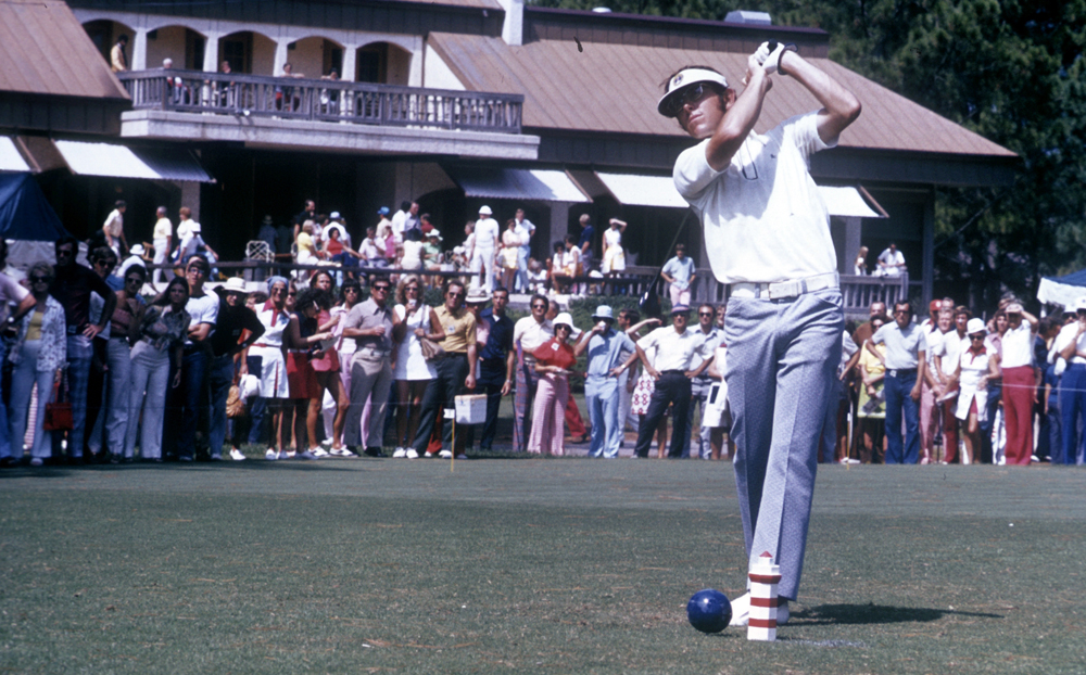 Hale Irwin hits a tee shot during the 1971 Heritage Classic. Irwin won the event that year with a 279 total score, one shot ahead of Bob Lunn. His winner??s share of the purse was $22,000. Last year??s winner, Wesley Bryan, earned $1.17 million. (Photo/Provided)