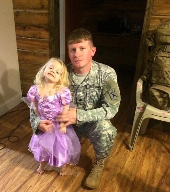 Kegan Roberts, a National Guard veteran and BASF maintenance technican, poses with his daughter. (Photo/Provided)