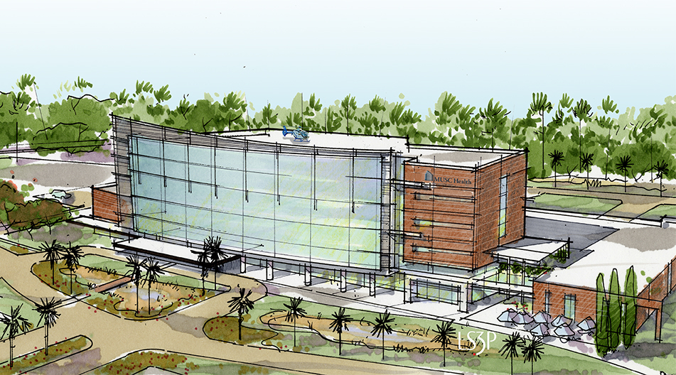 A rendering show the conceptual plans for the Medical University of South Carolina's proposed hospital in the Nexton community. (Rendering/LS3P)