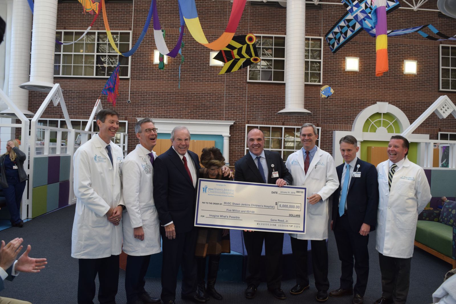 Gene Reed Jr. (third from left), former owner of several car dealerships, donated $5 million to support the pediatric heart program and inpatient floor at the new MUSC Shawn Jenkins Children??s hospital. (Photo/Patrick Hoff)