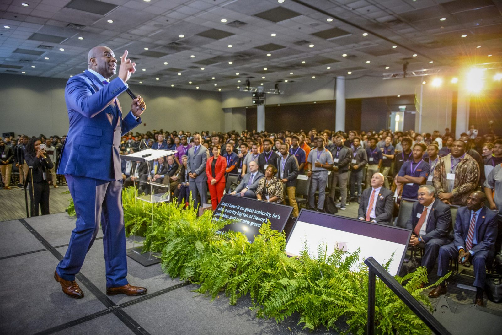 NBA star Marvin ‰ŰĎMagic‰Űť Johnson speaks at last year's Clemson University Men of Color National Summit. (Photo/Provided)