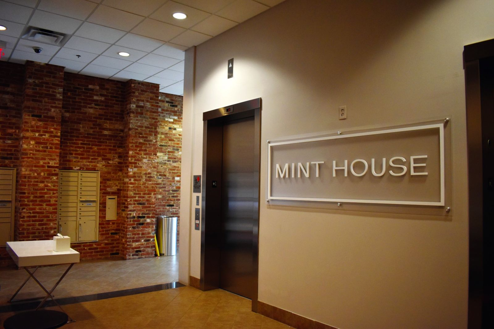 The understated lobby of Mint House in Greenville is striking because of the absence of most things found in a hotel lobby, including employees. (Photo/Molly Hulsey)