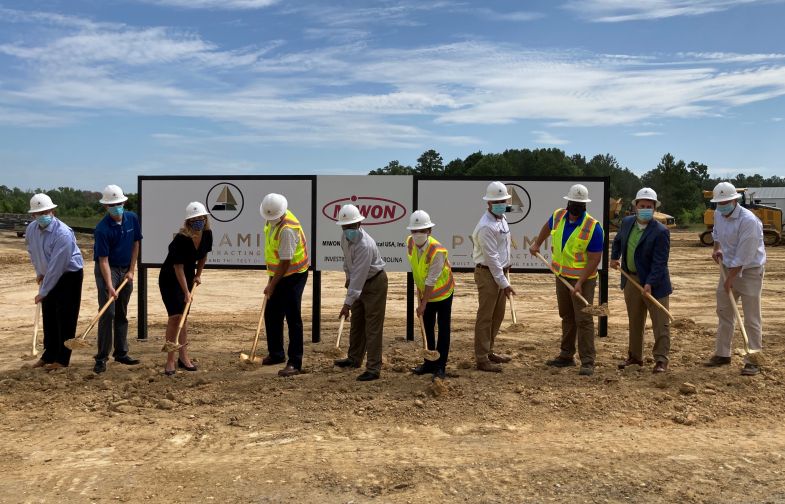Miwon Specialty Chemical Co. representatives, along with city of Columbia and Richland County officials, break ground on the Pineview Industrial Park facility. (Photo/Provided)
