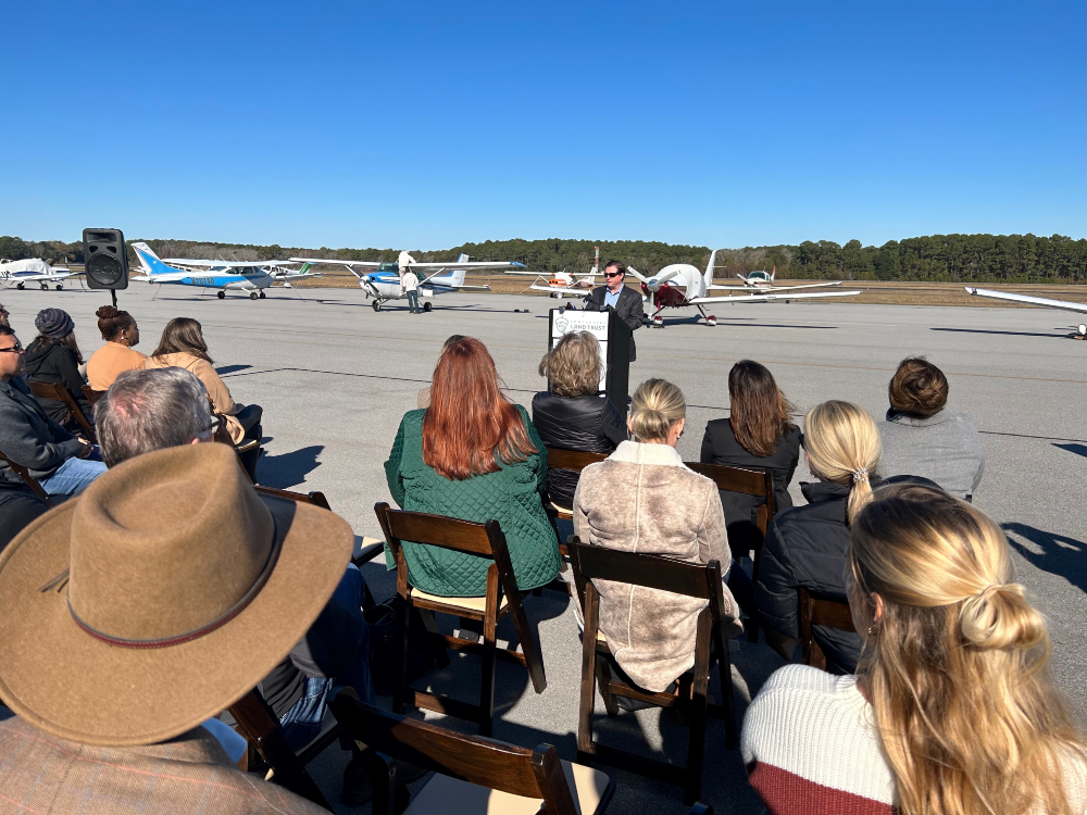 Elliott Summey, Charleston County Aviation Authority, speaks during event announcing the preservation of 90 acres in Johns Island. (Photo/Provided)