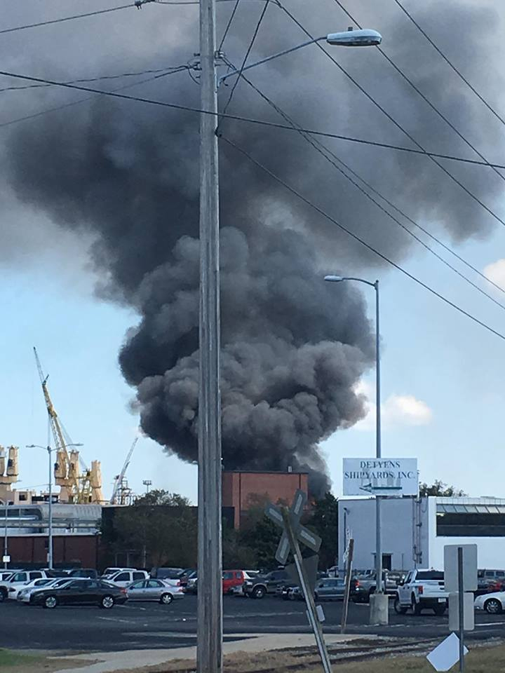 A large plume of black smoke was visible in the sky as the blaze burned. (Photo/Bobby Hiott)