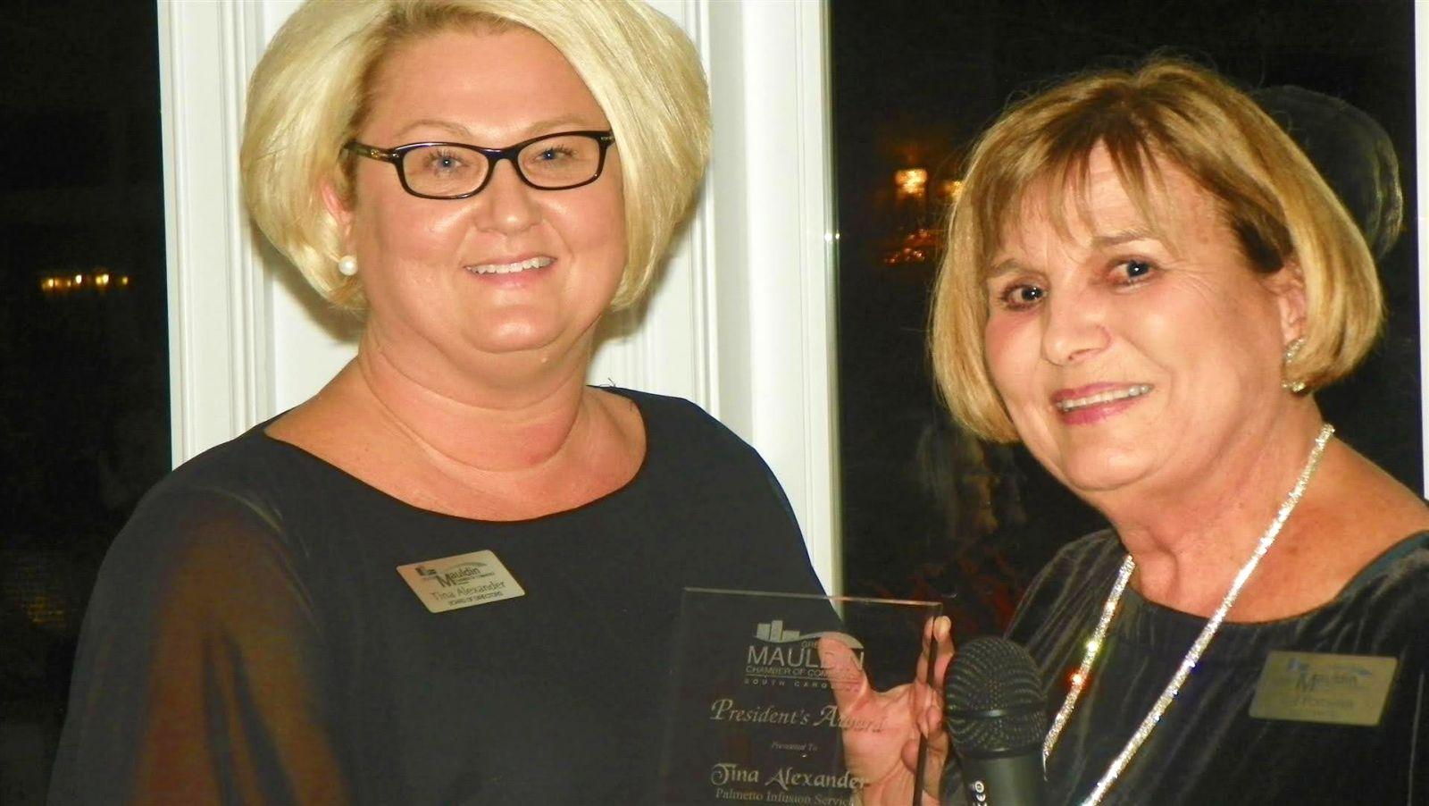 Tina Alexander of Palmetto Infusion Services was presented with the President‰Ûªs Award by chamber CEO Pat Pomeroy. (Photo/Provided)