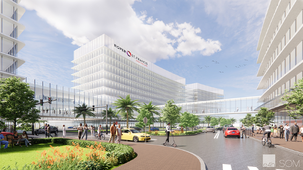 The $1 billion Roper Hospital Medical Campus in North Charleston will occupy 27-acres near interstates 26 and 526. (Rendering/Provided)