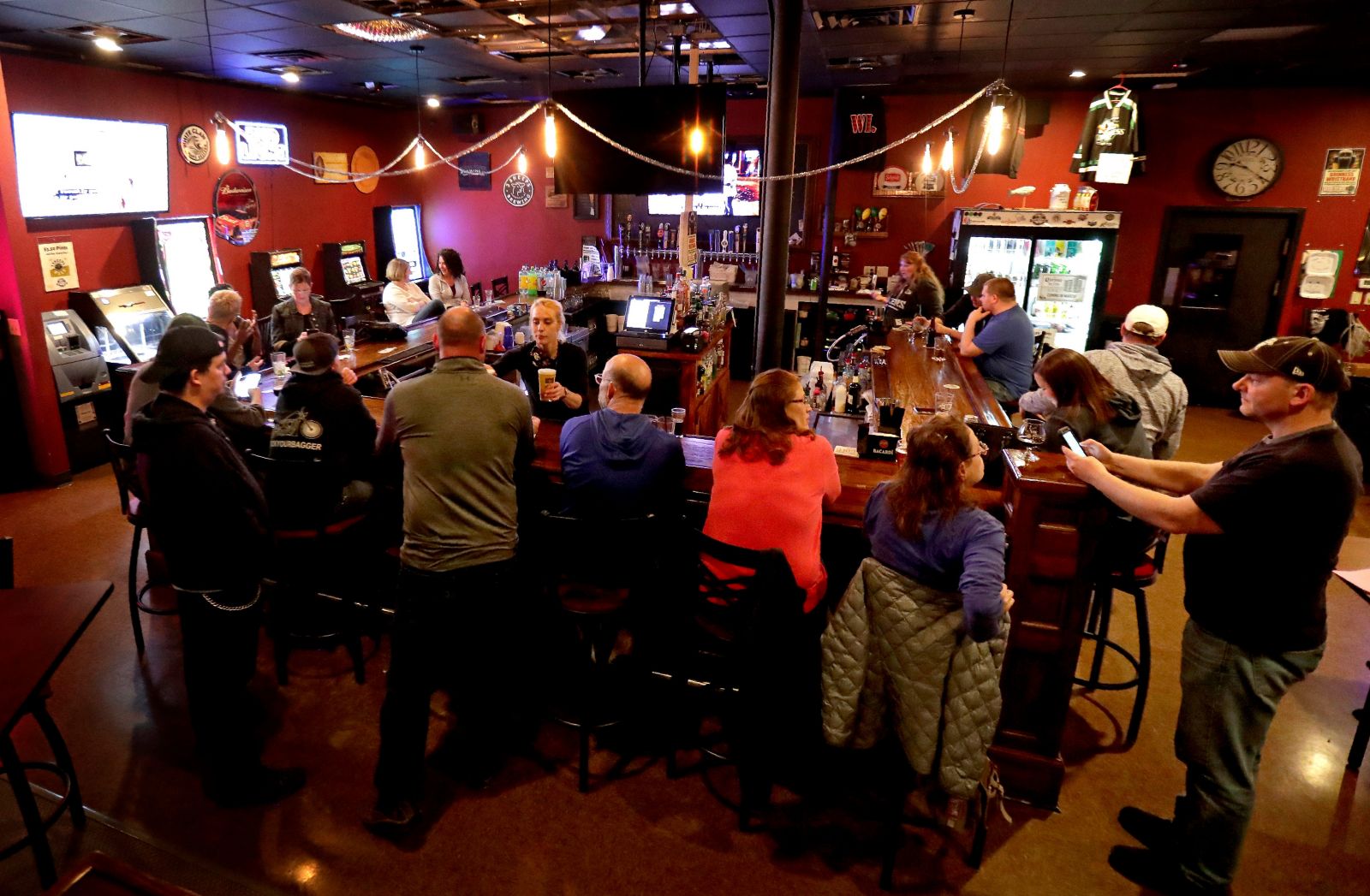 The Dairyland Brew Pub opened to patrons after the Wisconsin Supreme Court's decision to strike down Gov. Tony Evers' safer-at-home order on May 13 in Appleton, Wis. (Photo/William Glasheen, Milwaukee Journal Sentinel)