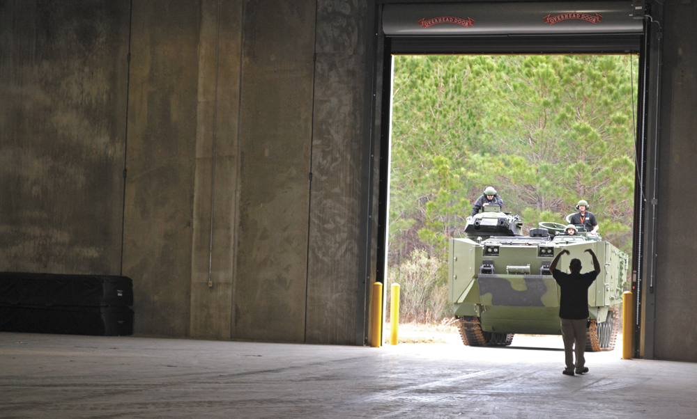SAIC unveiled the new amphibious assault vehicle at its Hanahan facility in 2016. (Photo/Liz Segrist)