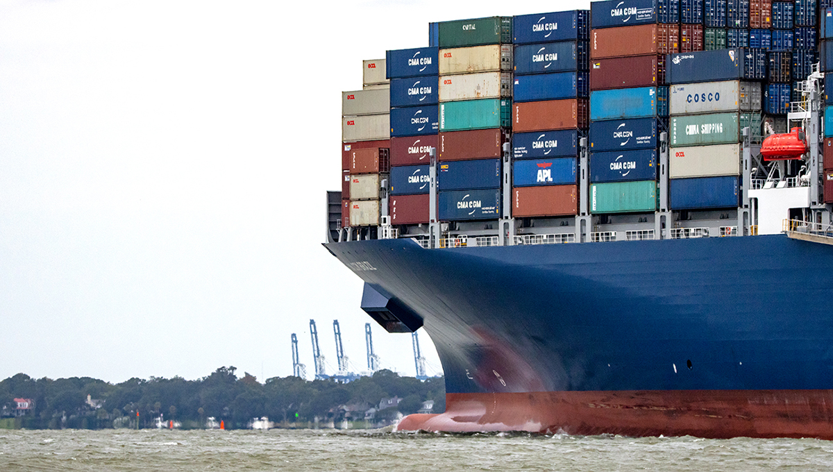 The S.C. Ports Authority has moved more than 1.87 million 20-foot equivalent container units in fiscal year 2022, leading to a record 12th consecutive month of record volumes. (Photo/Kim McManus)