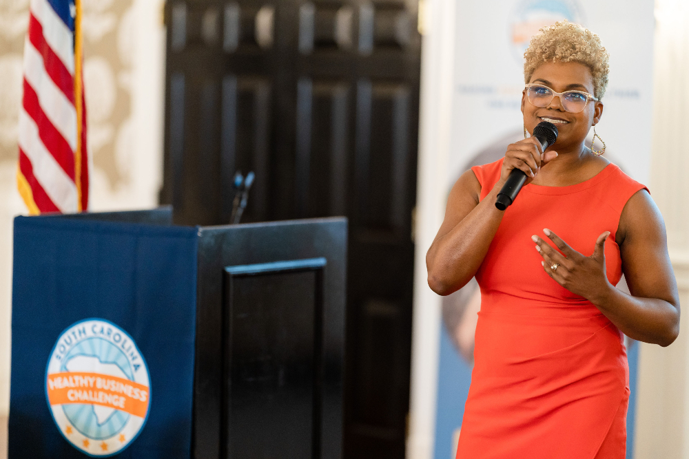 Rozalynn Goodwin, vice president of engagement with the South Carolina Hospital Association, expanded on SCHA‰Ûªs 12-year strategic partnership and shared a vision to build a healthy workforce in South Carolina. (Photo/B. Knox Photography)