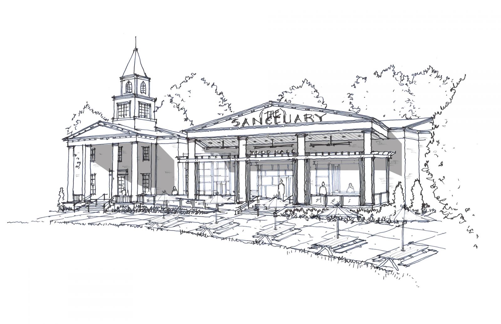 Sanctuary Food Hall is slated to open in 2023 in the BullStreet District's historic chapel. (Rendering/Provided)