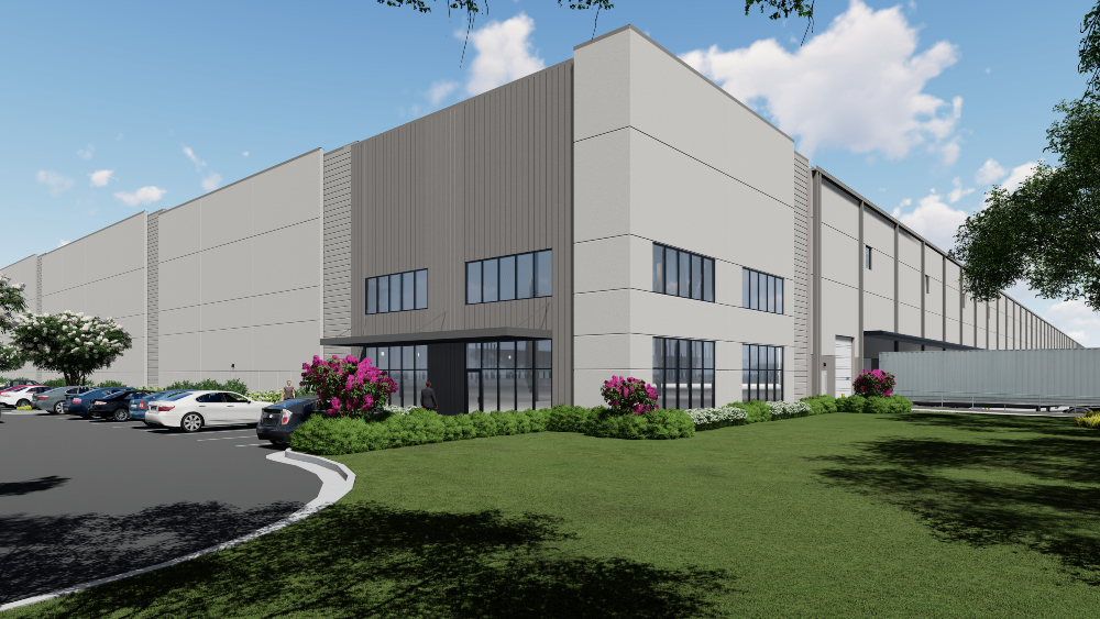This nearly 500,000-square foot speculative building under construction at the Sandy Run Industrial Park in Calhoun County has been pre-leased by Smart Warehousing out of Missouri. (Rendering/Colliers)
