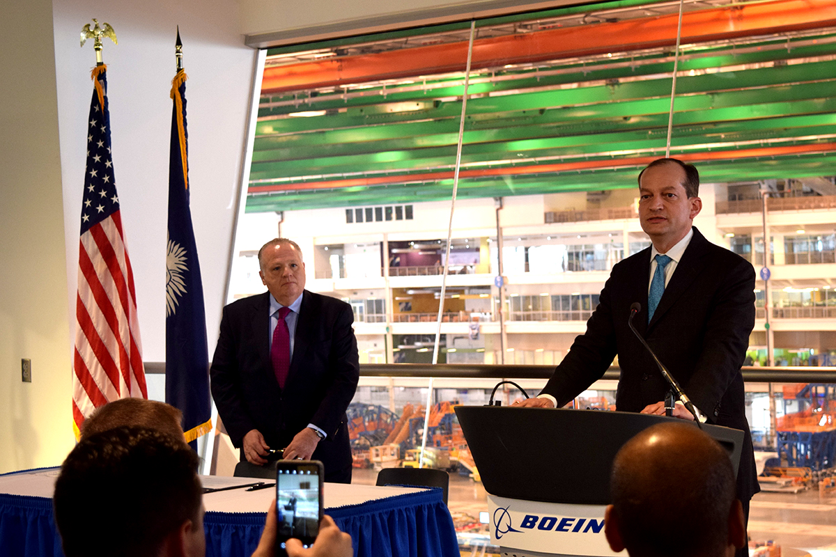 Secretary of Labor Alexander Acosta said employers and educational institutions need to work together to provide workers with in-demand skills (Photo/Patrick Hoff)