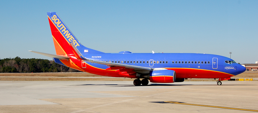 A Southwest 737-700 waits on the tarmac at Charleston International Airport in 2019. (Photo/File)