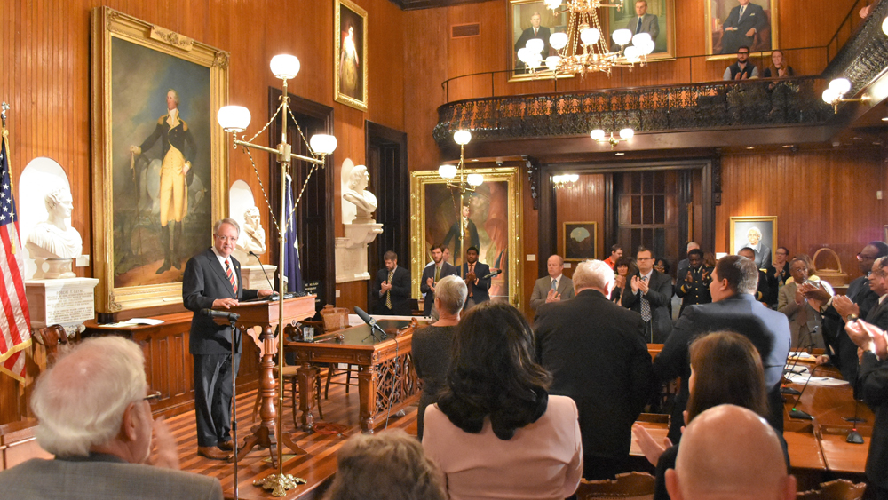 Mayor John Tecklenburg delivered his State of the City address Tuesday night in Charleston City Hall. (Photo/Provided)