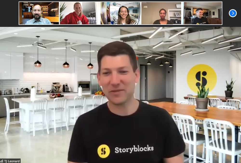 Storyblocks CEO TJ Leonard makes each all-hands meeting a production. (Photo/Storyblocks)