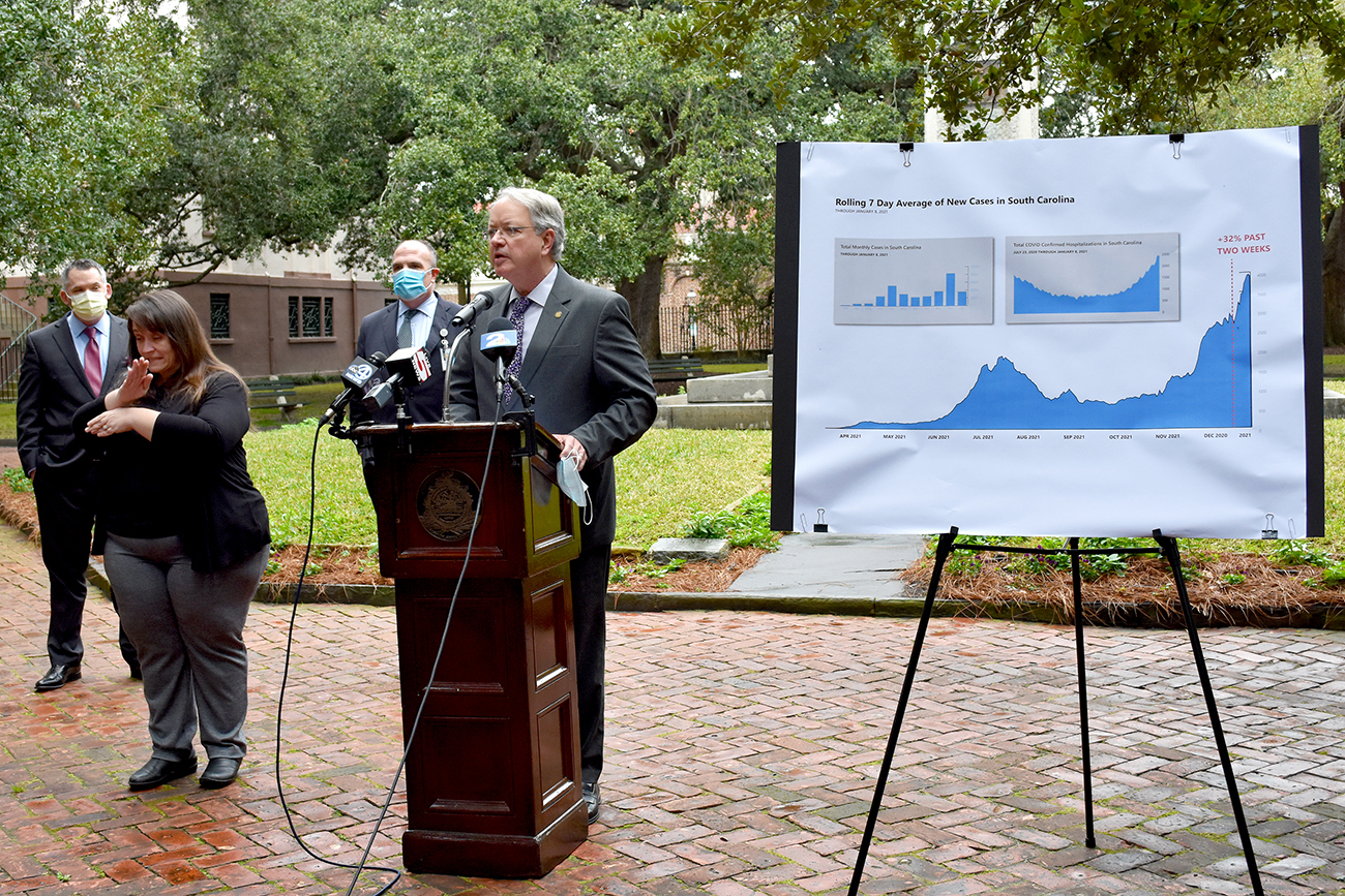 Charleston Mayor John Tecklenburg talks about rolling back a coronavirus plan in light of the number of cases in South Carolina. (Photo/Provided)