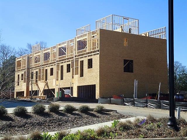 Construction continues on TownPark at BullStreet a group of 28 three-story townhomes.
