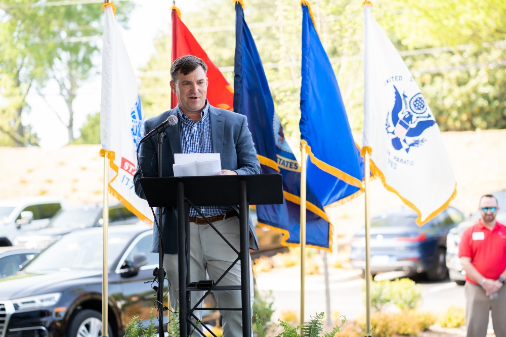 Charlie Hall, president of Upstate Warrior Solution at their Rupert Huse Veteran Center ribbon cutting last month. (Photo/Provided)