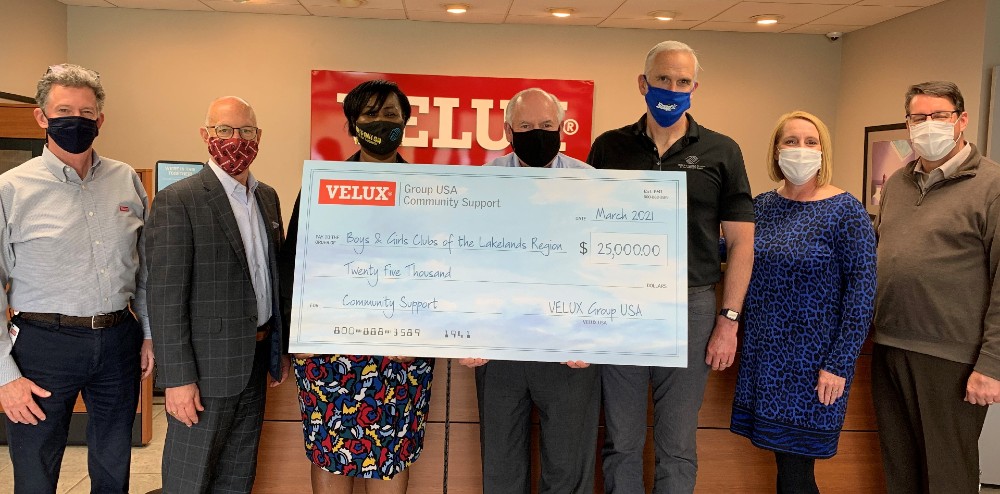 The Velux Group gifted new skylights and $75,000 to the Boys & Girls Clubs of the Lakelands Regions. (Photo/Provided)